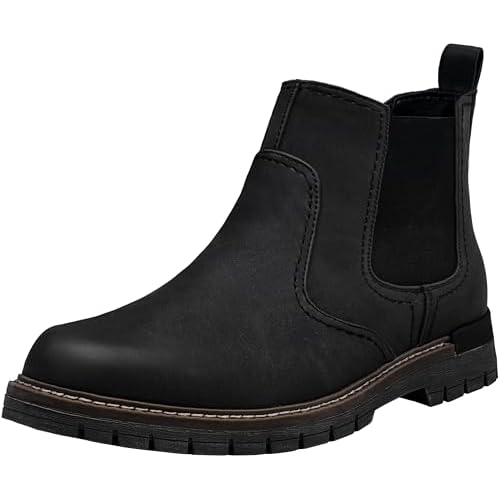 Jousen Chelsea Boots Men Lightweight Mens Boots Classic Slip On Boot Casual Boot for Men 12 8120a-black