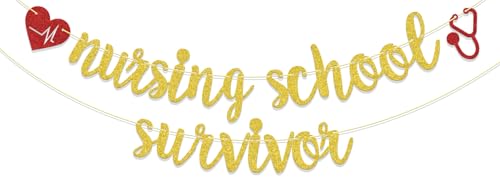 Nursing School Survivor Banner, Congrats Nurse/RN Grad Party Decor Party Decorations Supplies