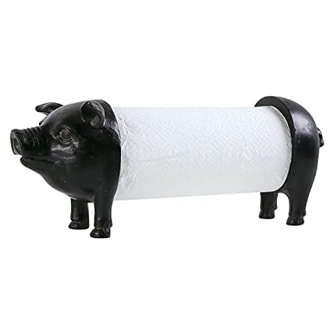 NIKKY HOME Metal and Resin Pig Free Standing Kitchen Paper Towel Roll Stand Holder 35 x 15.5 x 16 CM Cover