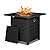 28 inch Outdoor Propane Fire Pit 40,000 BTU Gas Fire Pit Table with Lid & Lava Rock, Waterproof Cover, Square Gas Firepit Table for Garden/Patio, CSA Certification