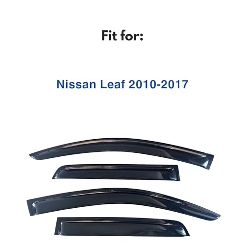Image of IG Window Visor Compatible with Nissan Leaf 2010-2017, Tape-On Rain Guard Side Vent Deflector, 2010 2011 2012 2013 2014 2015 2016 2017