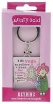 Aunty Acid FACEBOOK SENSATION KEYRING - I DO YOGA TO RELIEVE STRESS AA169