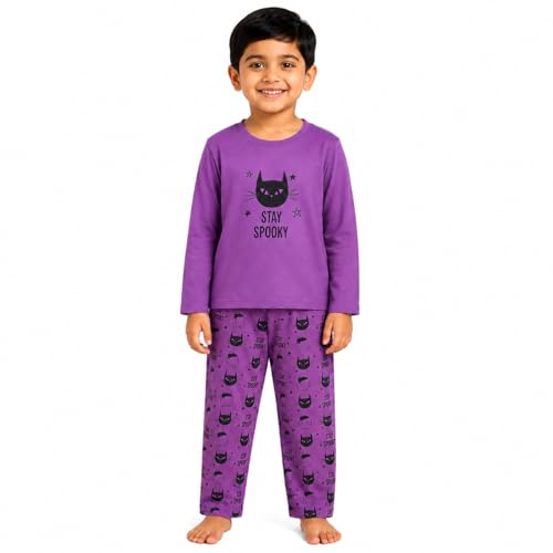 Image of The Mom Store Kids Cotton Night Suit for Boys and Girls | Soft Breathable Night Dress for Kids Boys and Girls | Printed Nightsuit Pajama Set | Comfortable All-Season Sleepwear for Daily Use