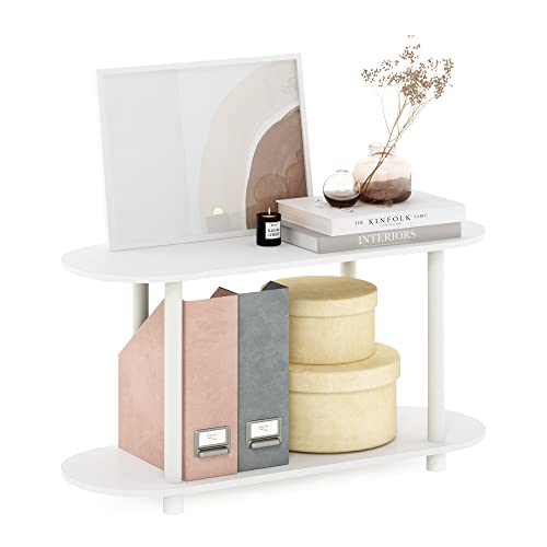 Image of Furinno Turn-N-Tube No Tools Modern Oval Side Table, White /Virgin White