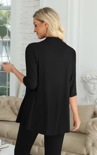 Yincro Women's Casual 3/4 Sleeve Cardigan Lightweight Soft Open Front Cardigans3