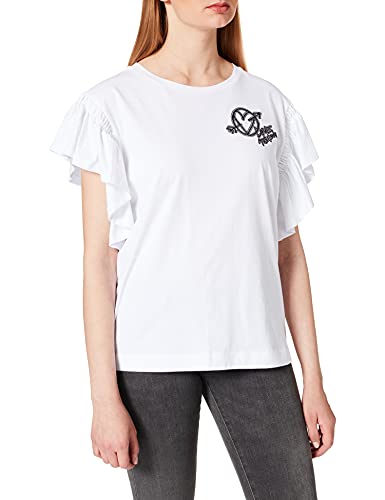 Love Moschino t-Shirt, Round Neckline and Armholes Frills,...