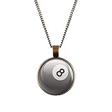 Mylery Hals-Kette mit Motiv 8-Ball Eight-Ball Pool-Billard Kugel Schwarz Weiß Bronze 28mm
