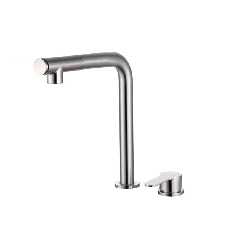 Évier de cuisine en acier inoxydable 304 avec mitigeur chaud froid escamotable double trou
