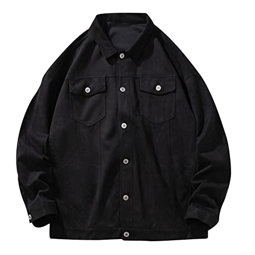 Jackets For Mens Lapel Long Sleeve Multi-Pocket Button Closure Solid Color Button Cuffs Outerwear Autumn And Winter Coats