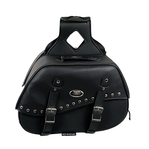 Image of Milwaukee Leather Studded Throw-Over Motorcycle Saddlebags - Synthetic Leather - Universal Fit - Zip-Off - Large