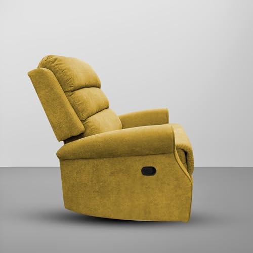 Image of CASALIVING Avalon Comfy Fabric Single Seater Recliner Chair, Recliner Sofa for Relaxing, Recliner Chair for Home Relax (Yellow) | Premium Fabric Sofa