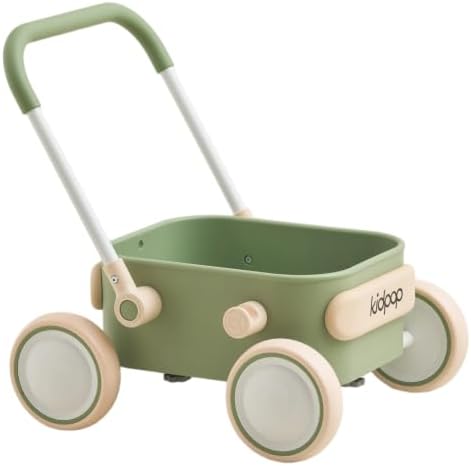 Kidpop PULA Lauflern‑Ziehwagen mit Rädern für Kleinkinder, Grün