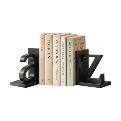Image of Premium Wooden Alphabet Bookends A to Z | Book Ends for Heavy Books | Modern Wood Book Shelf Decor and Book Storage Holder | Bookshelf Accessories for Library, Office Desk | Book Stopper Pair