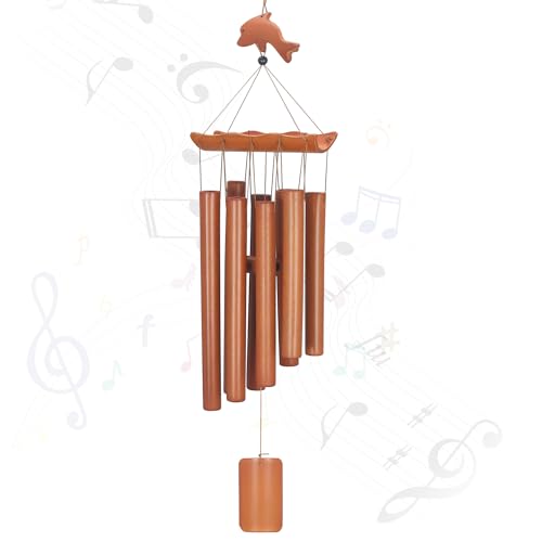 Image of VIREKM Bamboo Wind Chimes for Outside,Decorations for Patio Porch | Sympathy Wind Chimes Outdoors with Natural Sounds, Memorial Gifts for Mom, Indoor Outdoor Decor for Garden Home and Backyard
