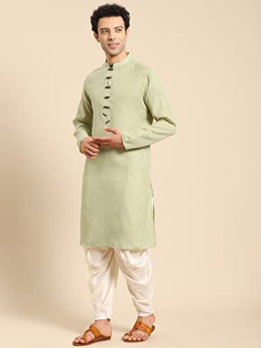 Image of Men's Navy Blue Cotton Festive Wear Regular Fit Woven Design Kurta | Indian Wedding Wear Kurta | Festive Ethnic Kurta