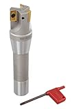 Accusize Industrial Tools 1-1/4'' by 5-27/32'' 90 Degree R8 Shank Indexable End Mills with 3 Apkt1604 Carbide Inserts Installed, 0028-6904