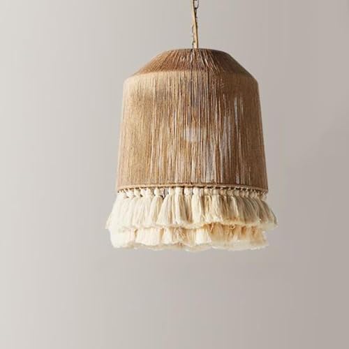 LYMSXAZOU Lámpara Colgante Vintage con borlas de Cuerda, Estilo rústico, de araña Costera, de Mimbre y ratán. Ideal para Sala de Estar, Comedor, Cocina y Dormitorio.