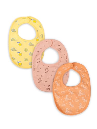 Image of Kidbea Organic Cotton Baby Bib, Adjustable Snap Closure Soft Absorbent Feeding Bibs Apron for Newborns & Infants Child With Cute Prints | Reusable Baby Essential