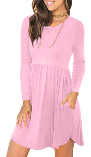 Longyuan Pink Womens Casual Sundress Loose Plain Dresses Homecoming  Comfortable | Desertcart Sint Maarten