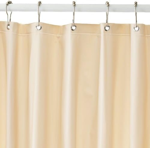 Dependable Industries inc. Essentials Bathroom Magnetized Shower Curtain Liner with Metal Grommets Waterproof (Beige)