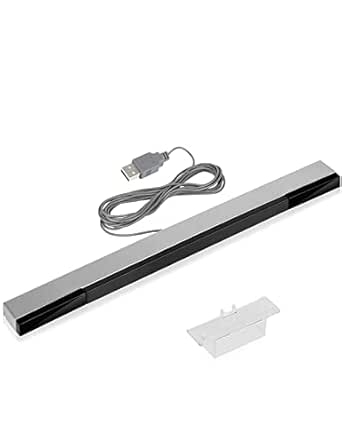 Tuboopy USB Wii Sensor Bar for Nintendo Wii/Wii U Console - Infrared Ray Motion Sensor Dolphin Bar（Silver）