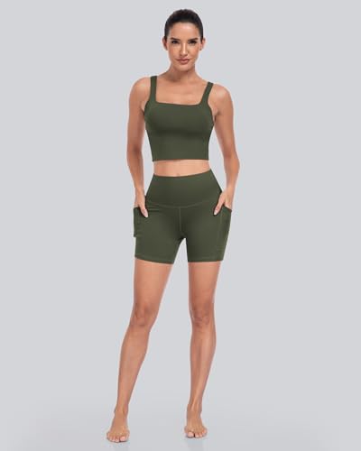 CHRLEISURE 6 Packs Womens Biker Shorts with Pocket, 5 Inch High Waisted Tummy Control Spandex Yoga Workout Shorts - Image 3
