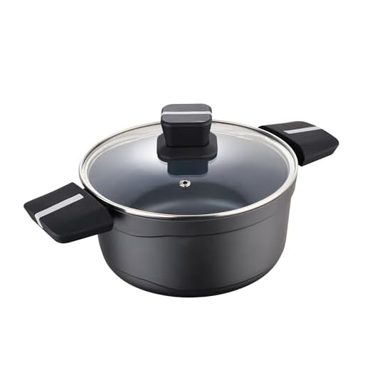 San Ignacio Bistro Grey - Cacerola con Tapa de 20cm - Fabricada en Aluminio Fundido - Interior En Acero Quantanium - Exterior En Negro Mate - Punto Inducción - Mango Soft Touch Negro