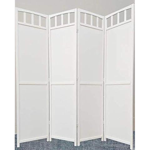 SQF White 4 Panel Room Divider Cover