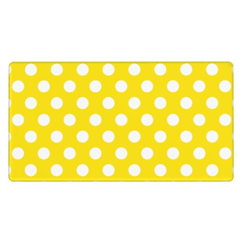 Grand tapis de souris de jeu jaune à pois 40x90cm avec base caoutchouc