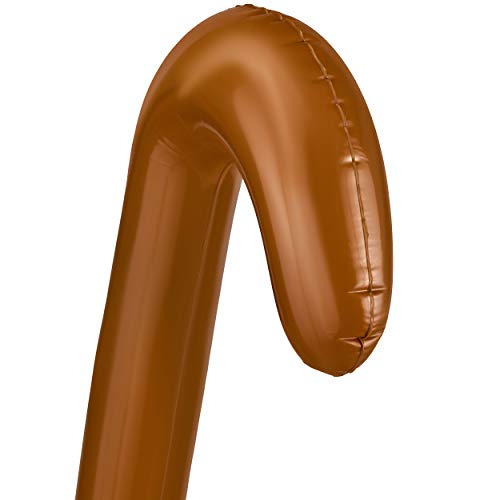 Inflatable walking stick in brown - the perfect accessory for your costume as grandma or grandpa for carnival or as a gag for birthdays - Image 3