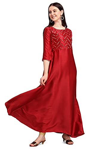 Womanista Women’S Regular Kurta (Kur063_Maroon_3Xl)