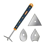 MANUFORE 13-Inch Contour Paint Scraper, Long Soft Grip Handle with 3 Interchangeable Blades for Paint, Varnish, Putty, Caulk and Rust Removal on Curved & Rounded Surfaces