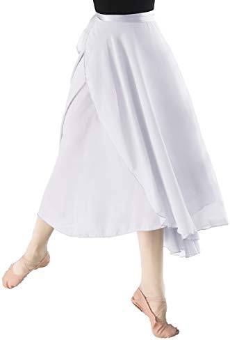 Women Ballet Wrap Skirt Ladies Long Sheer Dance Skirts White