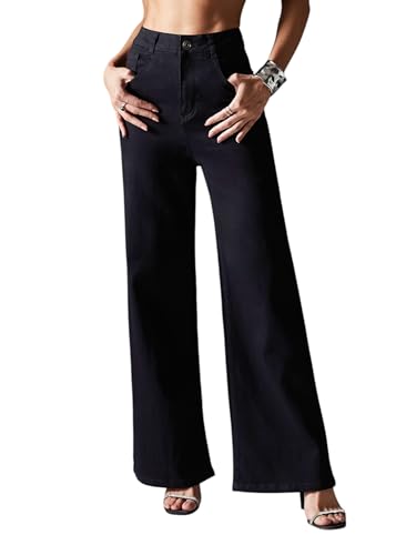 Image of Miss Chase Women's Wide-Leg High-Rise Regular-Length Stretchable Shaping Denim Jeans