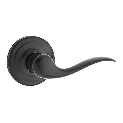 Image of Kwikset Tustin Dummy Door Handle, Single Sided Lever for Closets, French Double Doors, and Pantry, Matte Black Non-Turning Right Handed Interior Push /Pull Lever, with Microban Protection