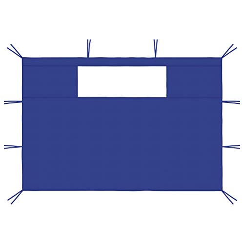Lot de 2 parois latérales de tonnelle avec fenêtres - Bleu - 100 % polyester et PVC - Résistant aux intempéries et durable - Idéal pour le jardin et la terrasse