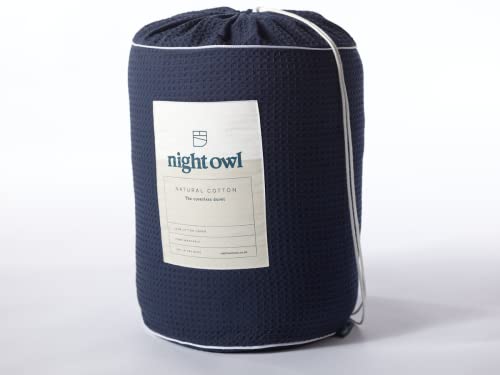 night owl - Coverless Duvet - 4.5 Tog - Single - Pure Cotton Collection - Natural Cotton Waffle - Luxury Bedding - Machine Washable - Navy Blue - Image 6