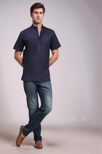 Image of SKAVIJ Men's Cotton Tunic Casual Short Kurta Top Regular Fit