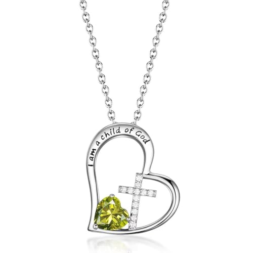 Bijoux avec Pierre de Naissance en Cœur et Croix pour Filles
