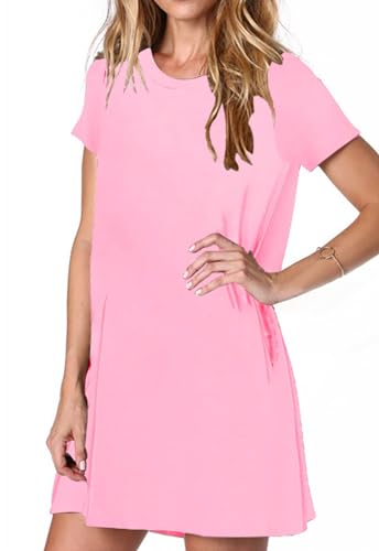 Image of Alaster Women's Casual Summer T Shirt Dress Loose Short Sleeve Tunic Dress with Pocket for Women