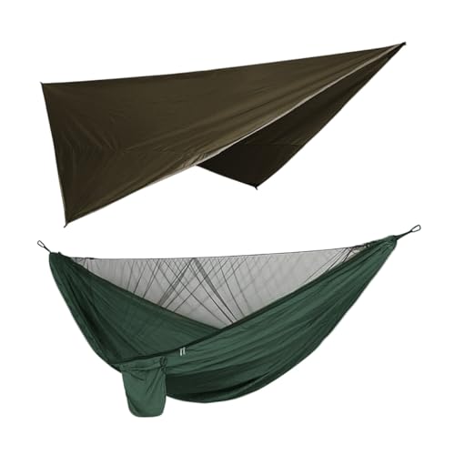 ROMISBABA Hamaca Exterior con Toldo y Sombrilla Nylon Resistente Ligera y Portátil para Camping Jardín Playa y Senderismo Protección UV y Agua