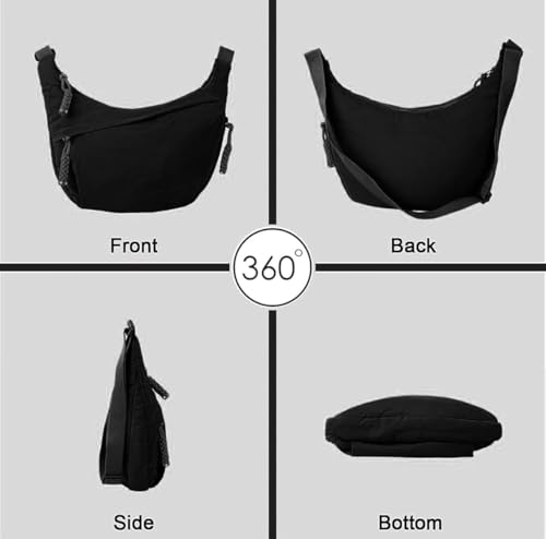 Image of WildHorn Travel Crossbody Crescent Bag for Women | Over-Shoulder Half Moon Sling Purse with Zipper | Unisex Chest Bag & Waist Bag for Daily Travel Use