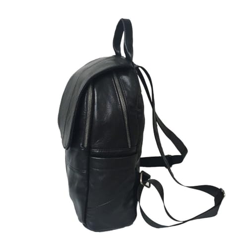 Sac pour femmes cuir de vachette noir avec poches zippées internes