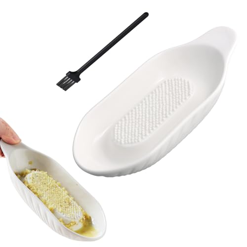 Ziyonix Rallador de Cerámica, 20,5 x 9cm Rallador Tomate, Plato Rallador para Jengibre, Ajo, Especias, Zanahorias, Manzana, Comida para Bebés, Especias