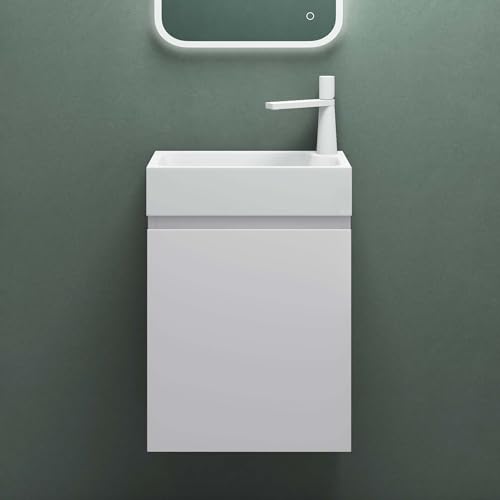 Mai & Mai Badmöbelset Badezimmermöbel bestehend aus Waschbecken und Waschbeckenunterschrank in Weiß matt, BTH: 46x26x63cm Pisa02