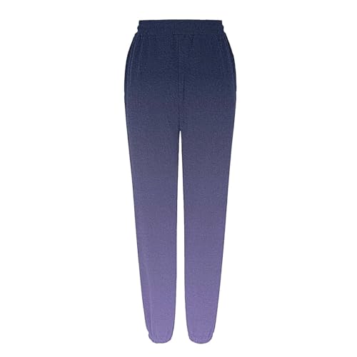 Calça de moletom feminina de cintura alta com cordão, calça atlética para corrida, academia, folgada