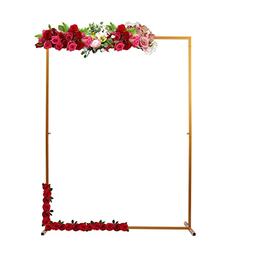 Qussse Arco de casamento 200 x 150 cm de metal arco de casamento dourado suporte de fundo quadrado para casamentos, festas de aniversário, aniversários e graduações