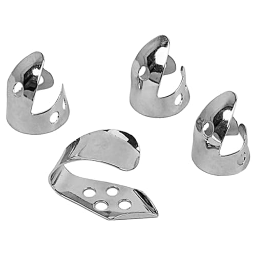 VILLCASE 4個属製フィンガーピック サムピック 製 薄型ギターピック アコースティックギター バンジョー ウクレレ対応 初心者向けアクセサリー