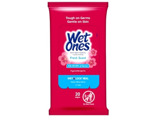 Wet Ones Antibacterial Hand Wipes, Fresh Scent, 20 Wipes (Pack of 10)