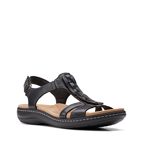 Clarks Women's Laurieann Kay Flat Sandal, Black Leather, 6 UK Wide - Image 3